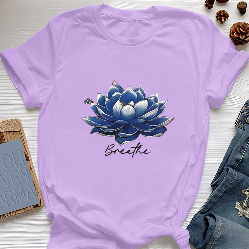 T-shirt spirituel Olivenorma « BREATHE » Lotus Yoga Apparel - Violet - 2XL - image 15