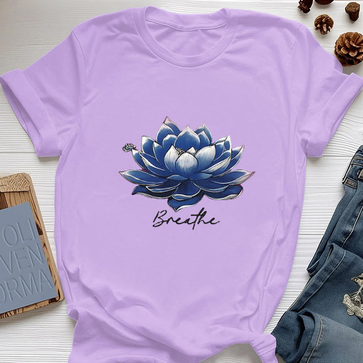 T-shirt spirituel Olivenorma « BREATHE » Lotus Yoga Apparel - Violet - 2XL - image 15