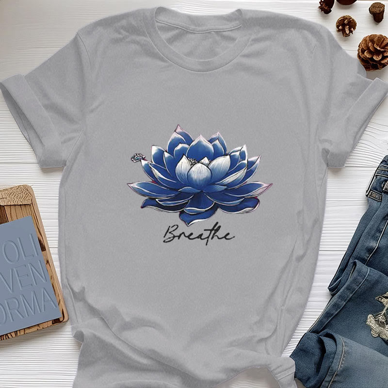 T-shirt spirituel Olivenorma « BREATHE » Lotus Yoga Apparel - Gris - 2XL - image 9
