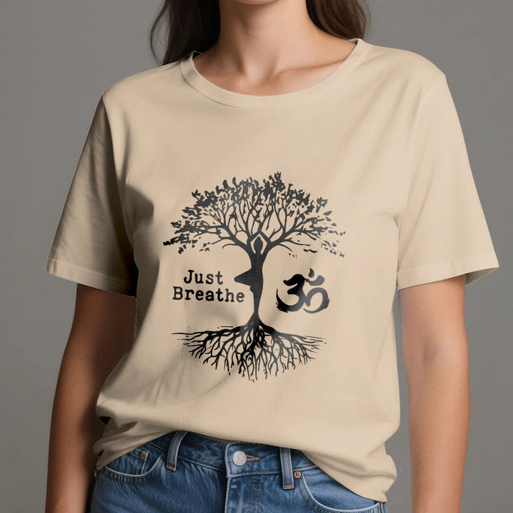 T-shirt Olivenorma « JUST BREATHE » Yoga Tree Symbole OM Spirituel - image 12