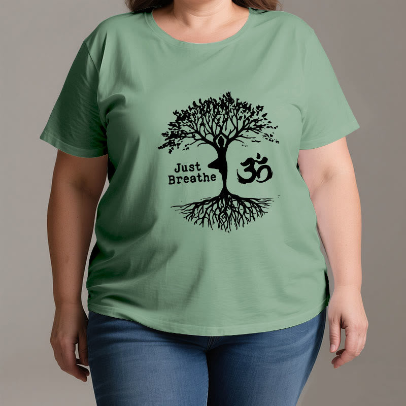 T-shirt Olivenorma « JUST BREATHE » Yoga Tree Symbole OM Spirituel - image 2
