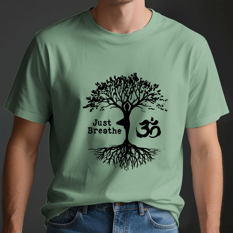 T-shirt Olivenorma « JUST BREATHE » Yoga Tree Symbole OM Spirituel - image 3