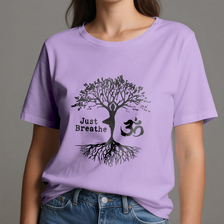 T-shirt Olivenorma « JUST BREATHE » Yoga Tree Symbole OM Spirituel - image 18