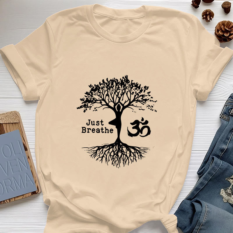 T-shirt Olivenorma « JUST BREATHE » Yoga Tree Symbole OM Spirituel - Jaune - 2XL - image 11