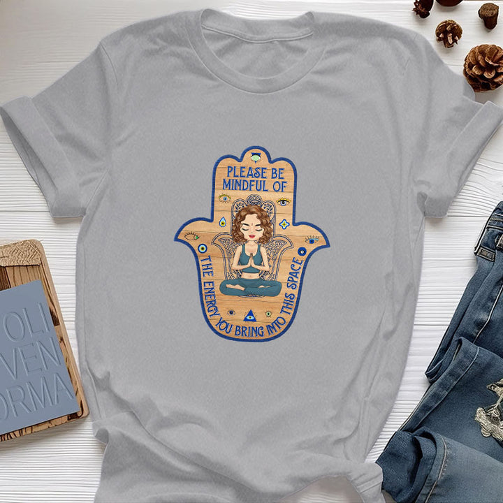 T-shirt Olivenorma avec la main de Hamsa, protection et méditation spirituelle - Gris - 2XL - image 7