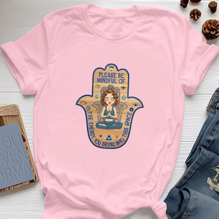 T-shirt Olivenorma avec la main de Hamsa, protection et méditation spirituelle - Rose - 2XL - image 13
