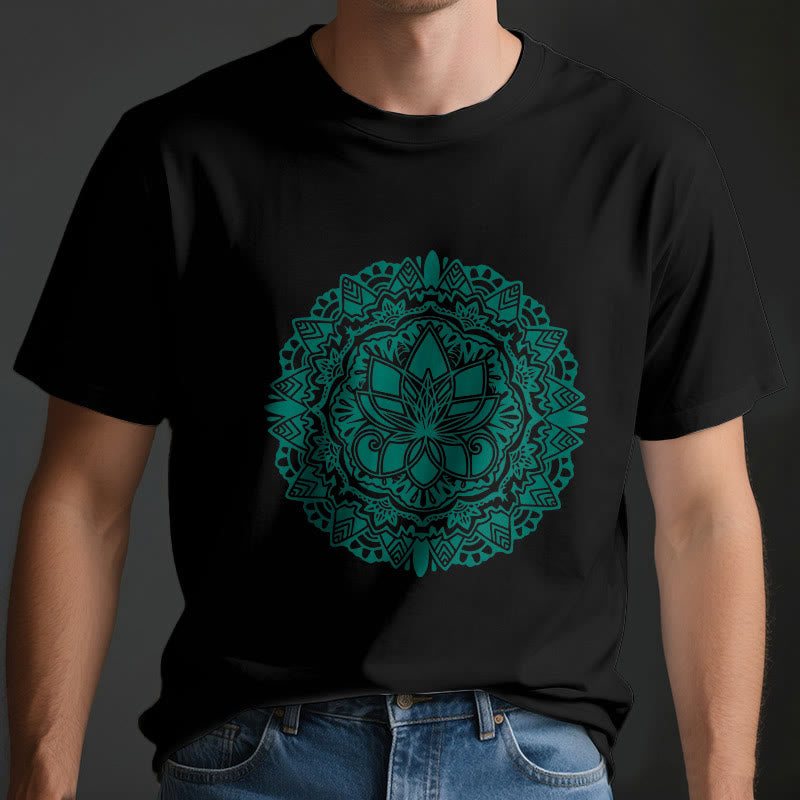 T-shirt imprimé lotus vert Olivenorma