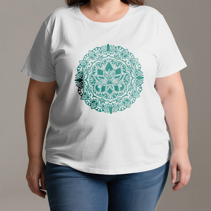 T-shirt imprimé lotus vert Olivenorma