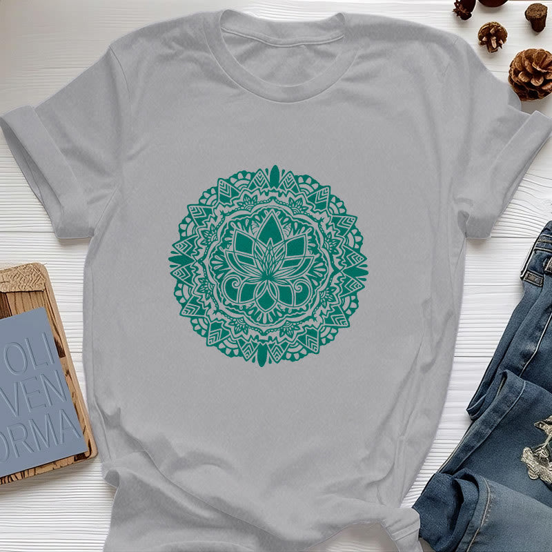 T-shirt imprimé lotus vert Olivenorma - Gris - 2XL - image 6
