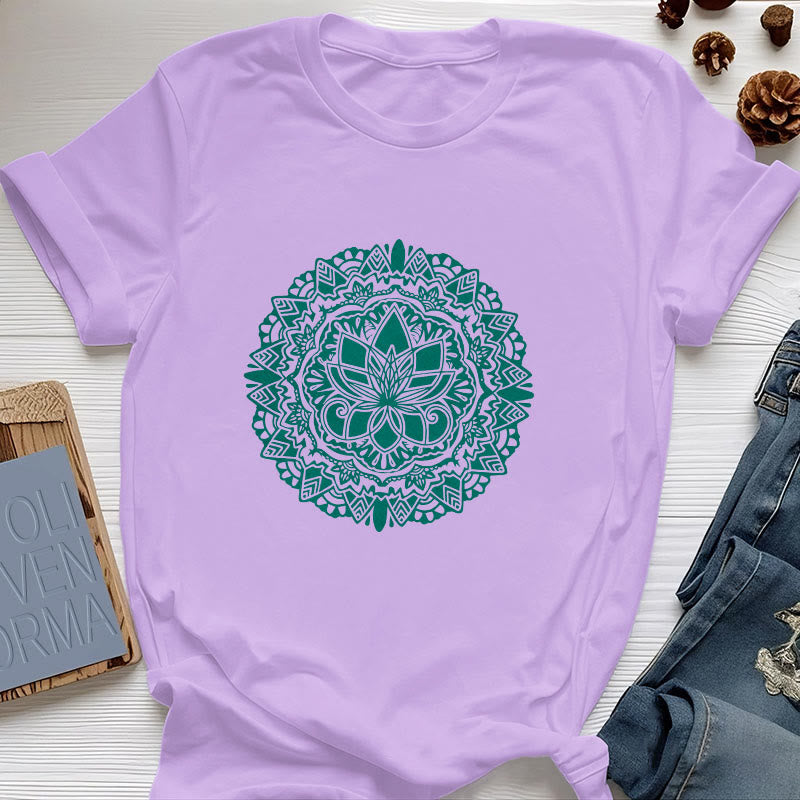 T-shirt imprimé lotus vert Olivenorma - Violet - 2XL - image 14