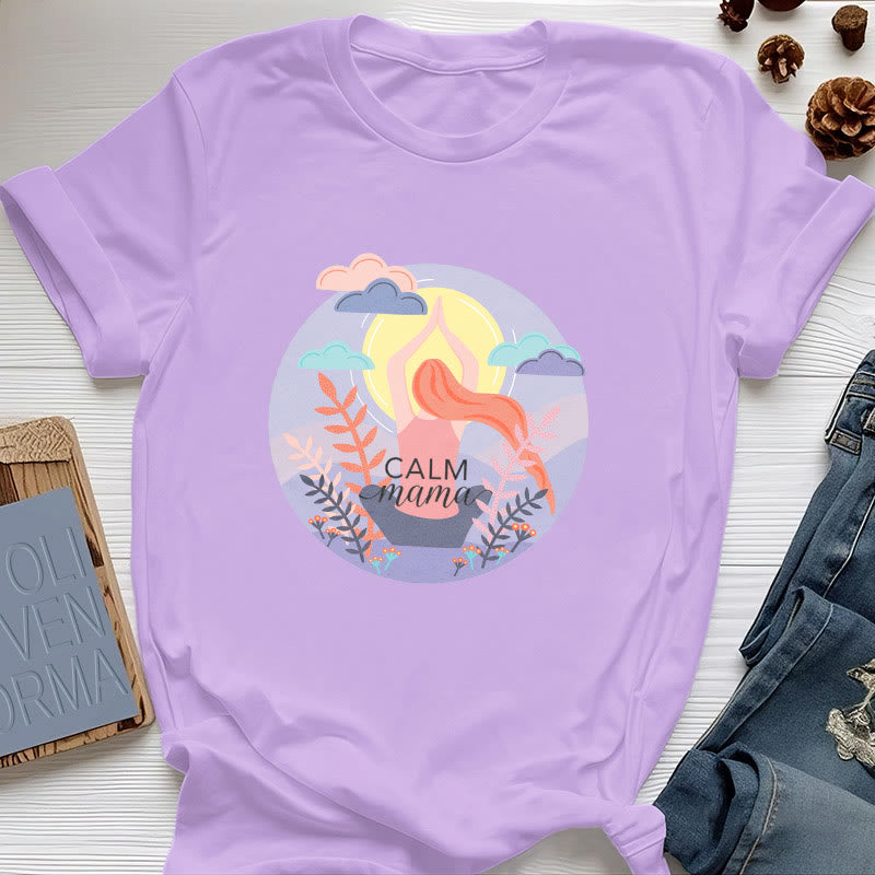 T-shirt de yoga imprimé Olivenorma Calm Mama - Violet - 2XL - image 13