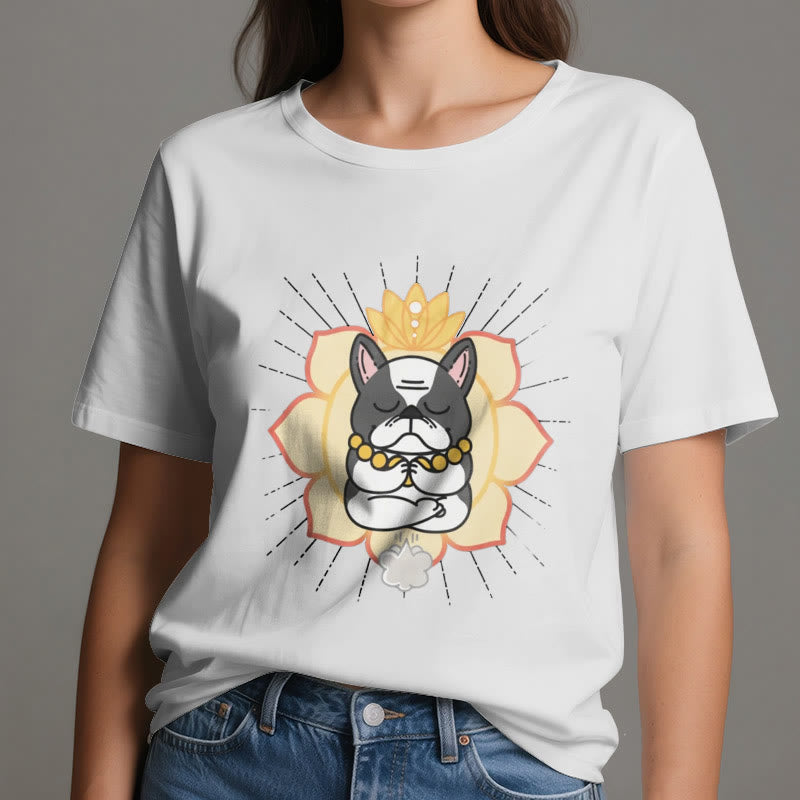 T-shirt imprimé bouledogue français Olivenorma Yoga Méditation