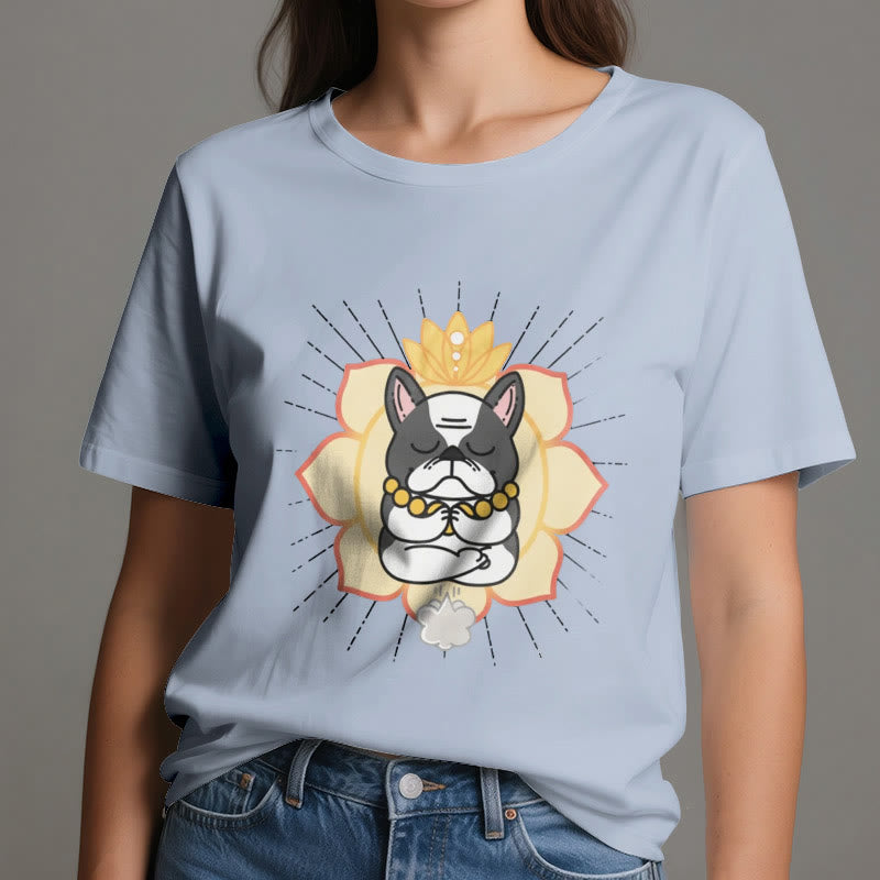 T-shirt imprimé bouledogue français Olivenorma Yoga Méditation