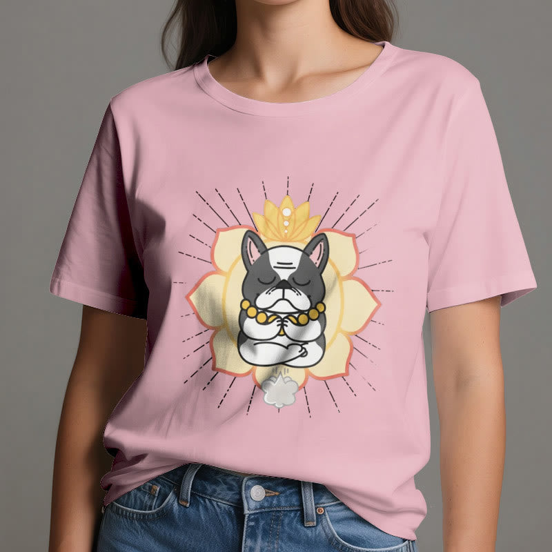 T-shirt imprimé bouledogue français Olivenorma Yoga Méditation