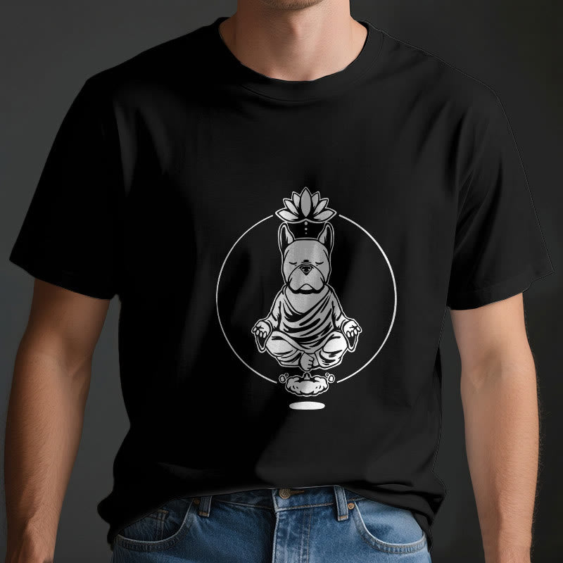Olivenorma Zen Méditation Bouledogue Français Lotus T-Shirt - image 3