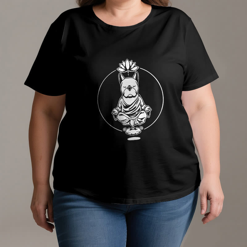 Olivenorma Zen Méditation Bouledogue Français Lotus T-Shirt - image 2