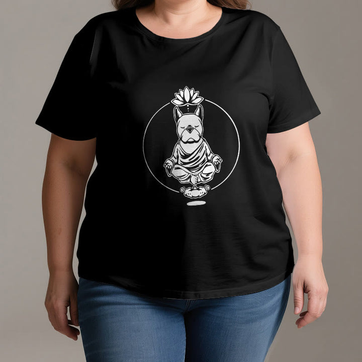 Olivenorma Zen Méditation Bouledogue Français Lotus T-Shirt - image 2