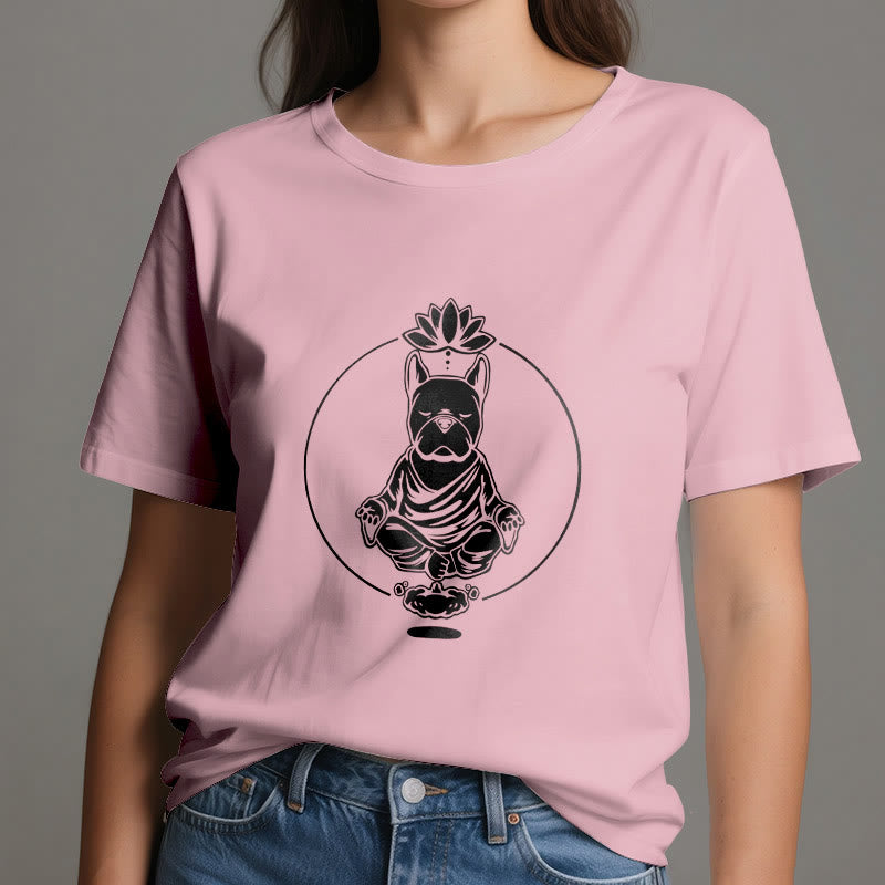 Olivenorma Zen Méditation Bouledogue Français Lotus T-Shirt - image 13