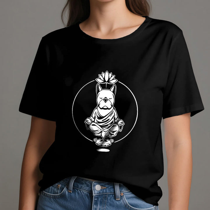 Olivenorma Zen Méditation Bouledogue Français Lotus T-Shirt - image 1