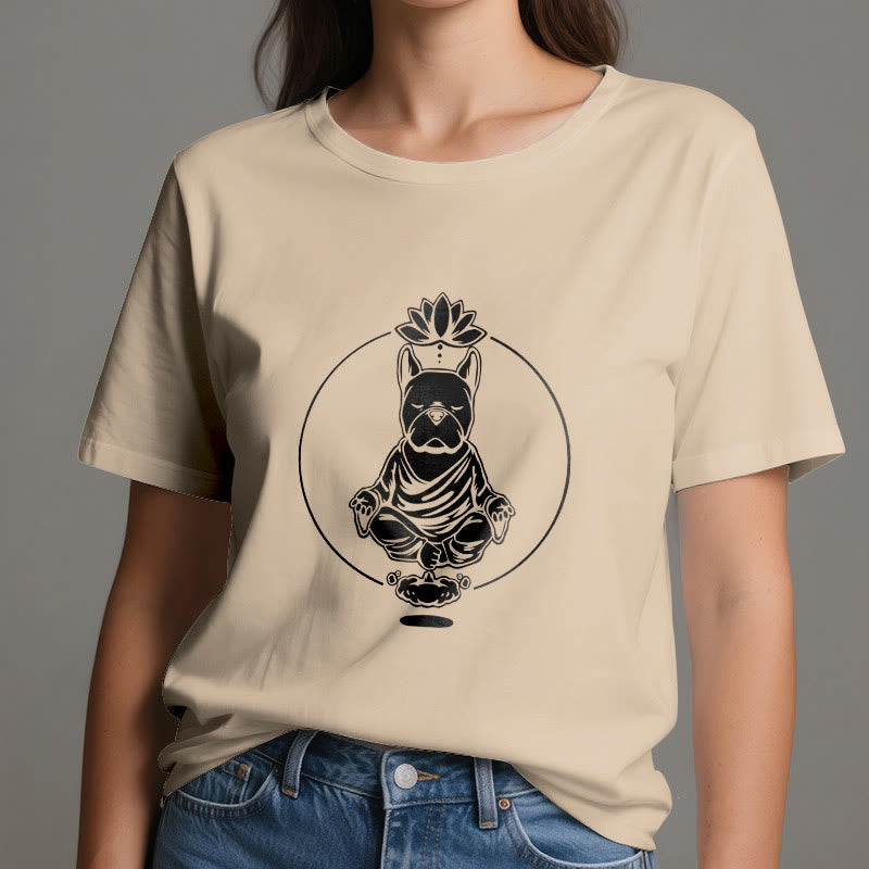 Olivenorma Zen Méditation Bouledogue Français Lotus T-Shirt - image 9