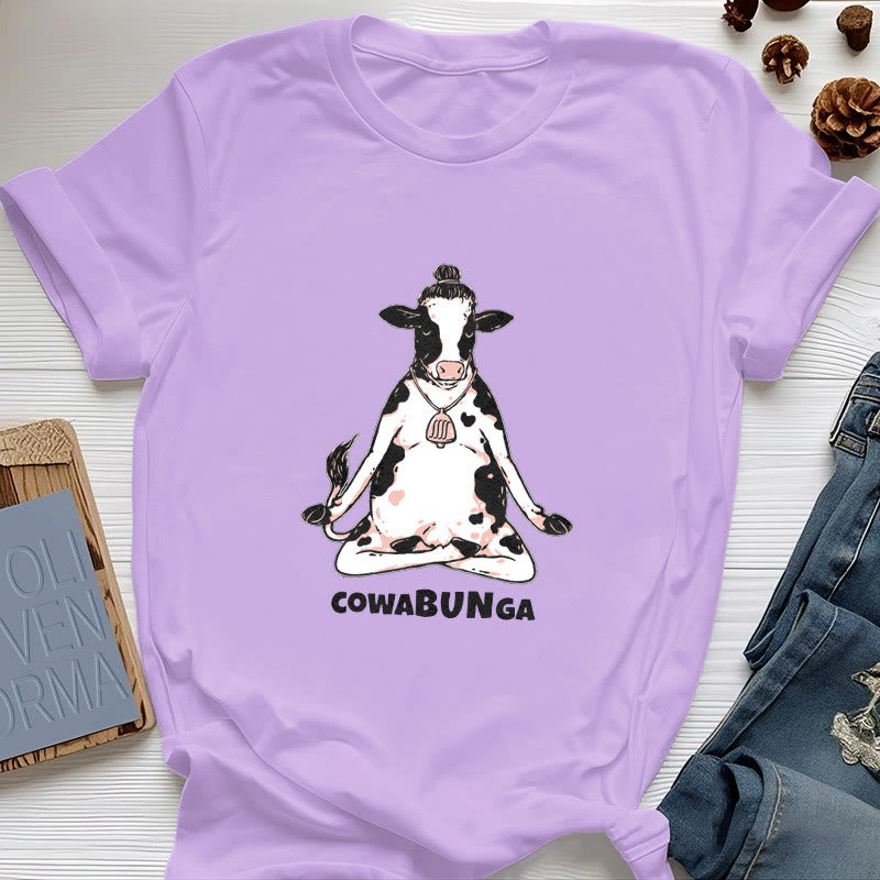 T-shirt Olivenorma « Cowabunga » Yoga Cow - Violet - 2XL - image 14