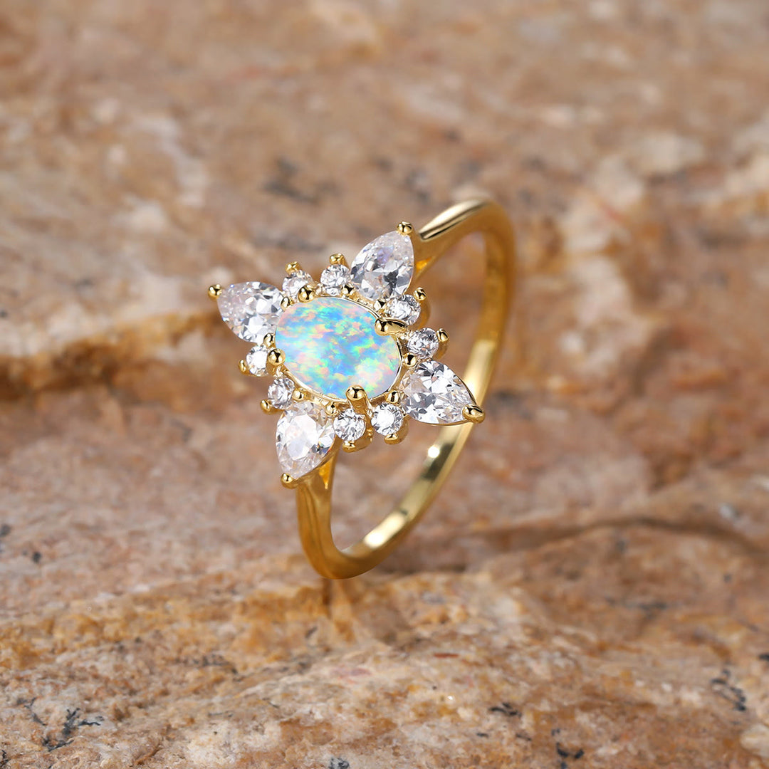 Bague étoile opale rayonnante Olivenorma « Uniquement vôtre »