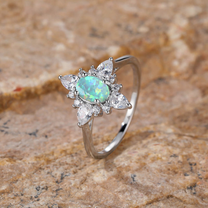 Bague étoile opale rayonnante Olivenorma « Uniquement vôtre »