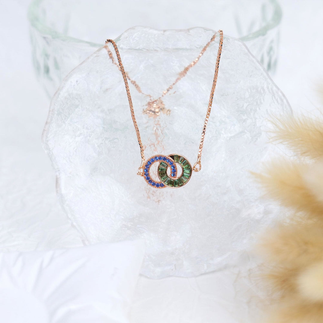 Bracelet Olivenorma personnalisé avec pierres de naissance, cadeau mère-fille, cercles entrelacés - image 12