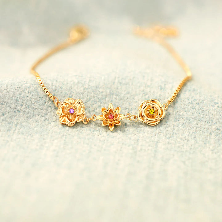 Bracelet de fleurs de naissance tridimensionnelles Olivenorma 1-7