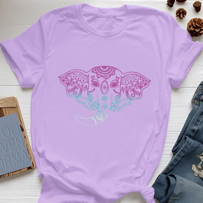 T-shirt en coton Olivenorma Mystic Elephant Mandala - Violet - 2XL - image 14