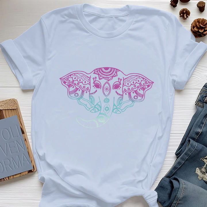 T-shirt en coton Olivenorma Mystic Elephant Mandala - Bleu - 2XL - image 10