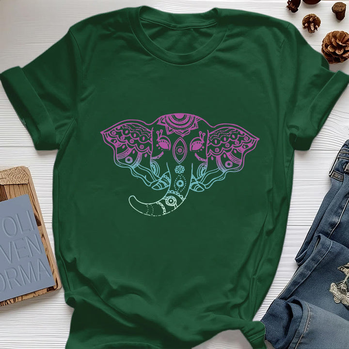 T-shirt en coton Olivenorma Mystic Elephant Mandala - Vert foncé - 2XL - image 18