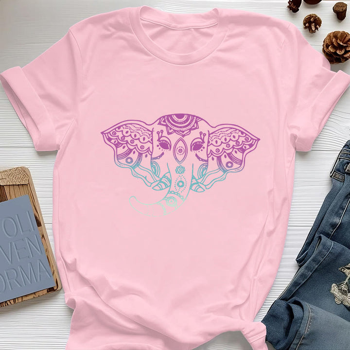 T-shirt en coton Olivenorma Mystic Elephant Mandala - Rose - 2XL - image 12