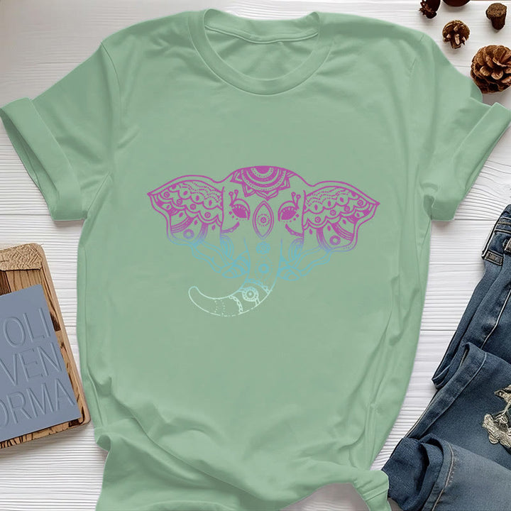 T-shirt en coton Olivenorma Mystic Elephant Mandala - Vert clair - 2XL - image 16