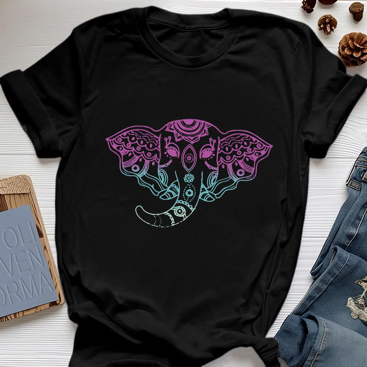 T-shirt en coton Olivenorma Mystic Elephant Mandala - Noir - 2XL - image 4