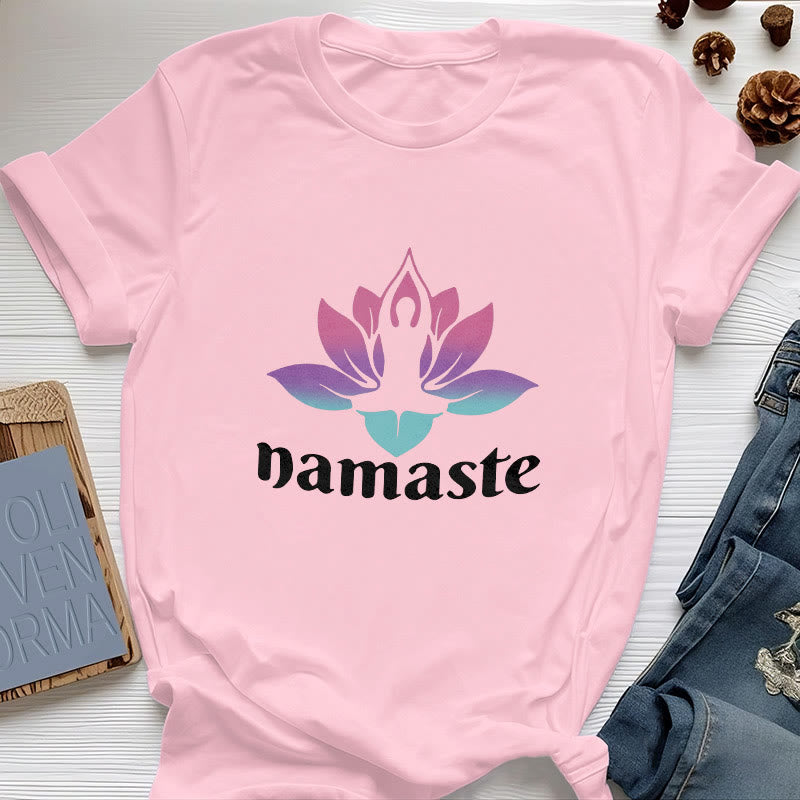 T-shirt en coton Olivenorma Namaste Lotus Mindful - Rose - 2XL - image 12