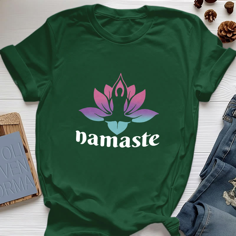 T-shirt en coton Olivenorma Namaste Lotus Mindful - Vert foncé - 2XL - image 18