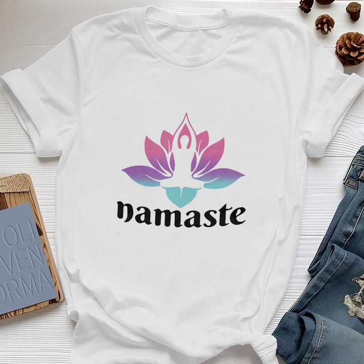 T-shirt en coton Olivenorma Namaste Lotus Mindful - Blanc - 2XL - image 4
