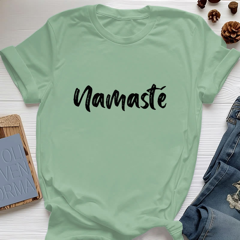 Olivenorma Namaste Yoga T-shirt unisexe Pilates - Vert clair - 2XL - image 0