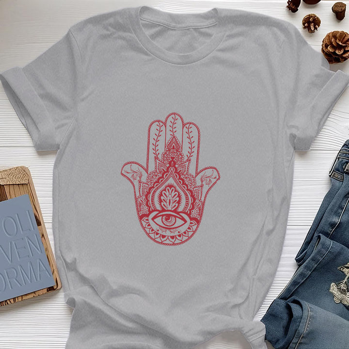 T-shirt en coton doux Hamsa Olivenorma - Gris - 2XL - image 6