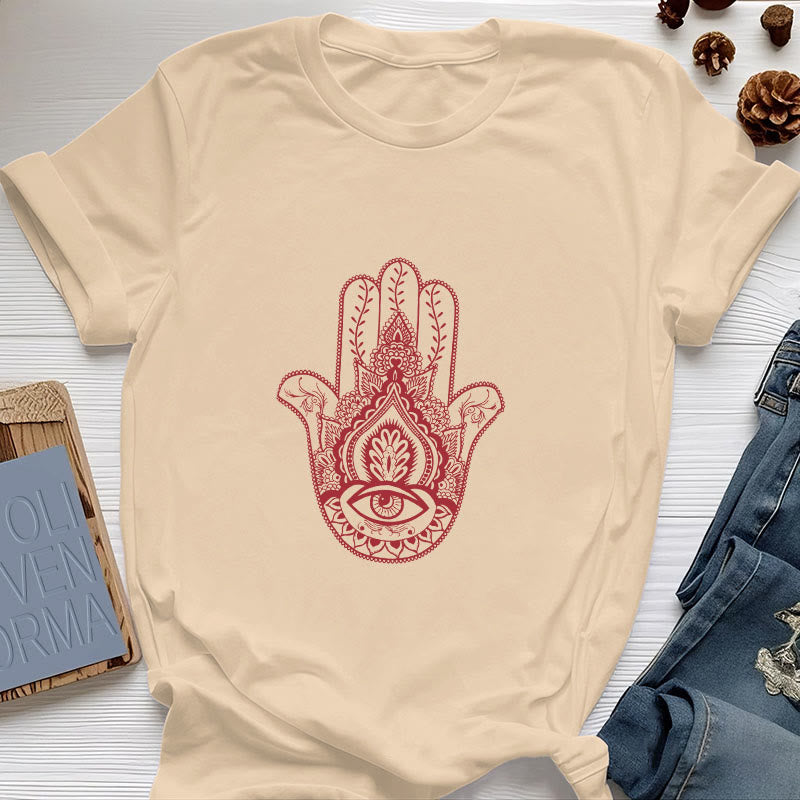T-shirt en coton doux Hamsa Olivenorma - Jaune - 2XL - image 8