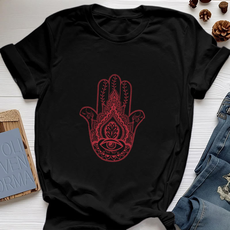 T-shirt en coton doux Hamsa Olivenorma - Noir - 2XL - image 4