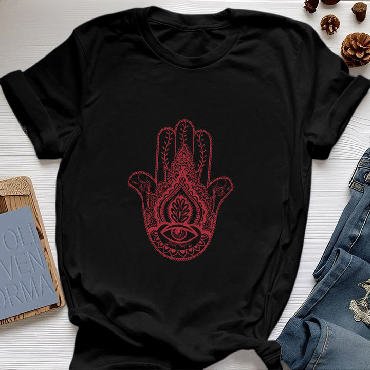 T-shirt en coton doux Hamsa Olivenorma - Noir - 2XL - image 4