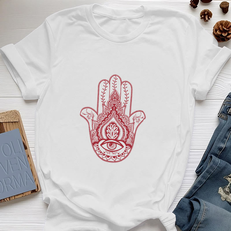 T-shirt en coton doux Hamsa Olivenorma - Blanc - 2XL - image 0
