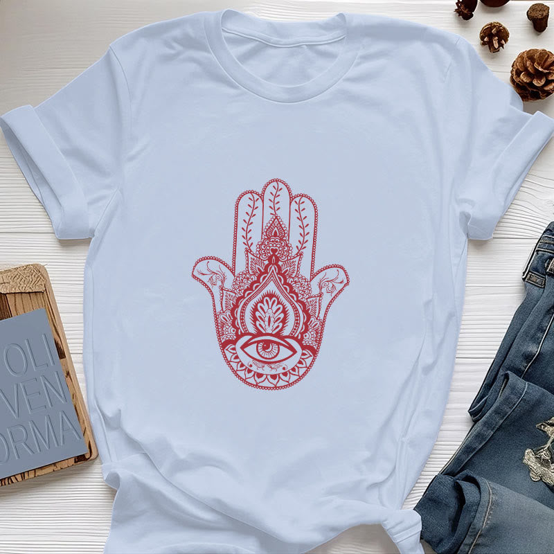 T-shirt en coton doux Hamsa Olivenorma - Bleu - 2XL - image 10