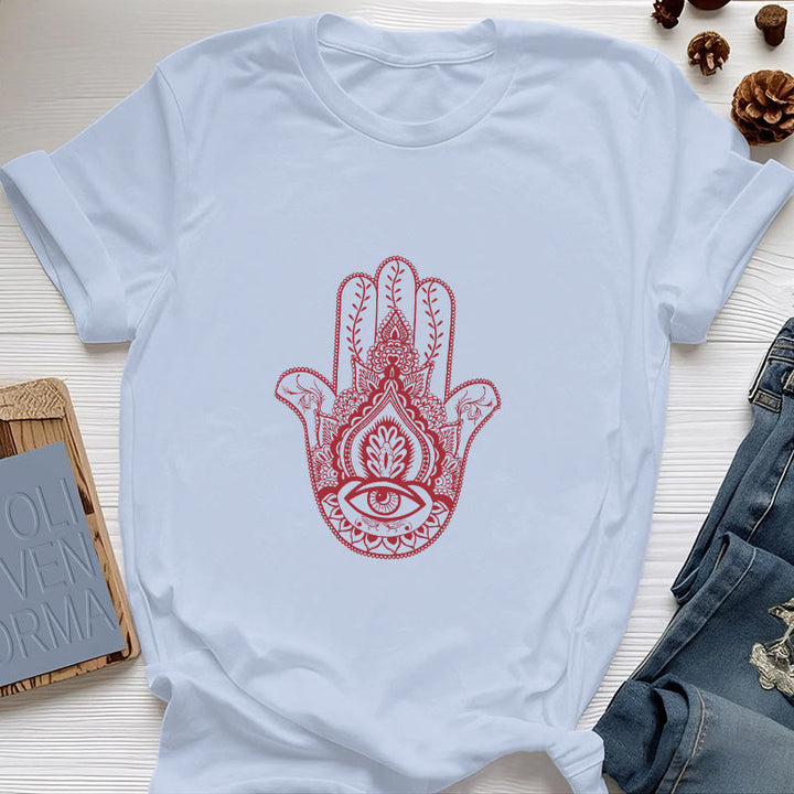 T-shirt en coton doux Hamsa Olivenorma - Bleu - 2XL - image 10