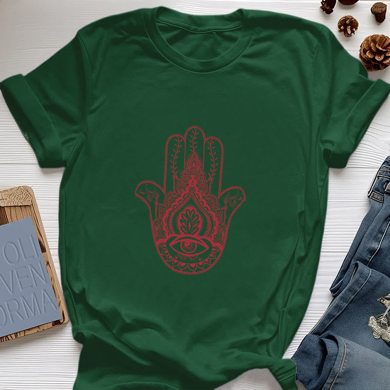 T-shirt en coton doux Hamsa Olivenorma - Vert foncé - 2XL - image 18