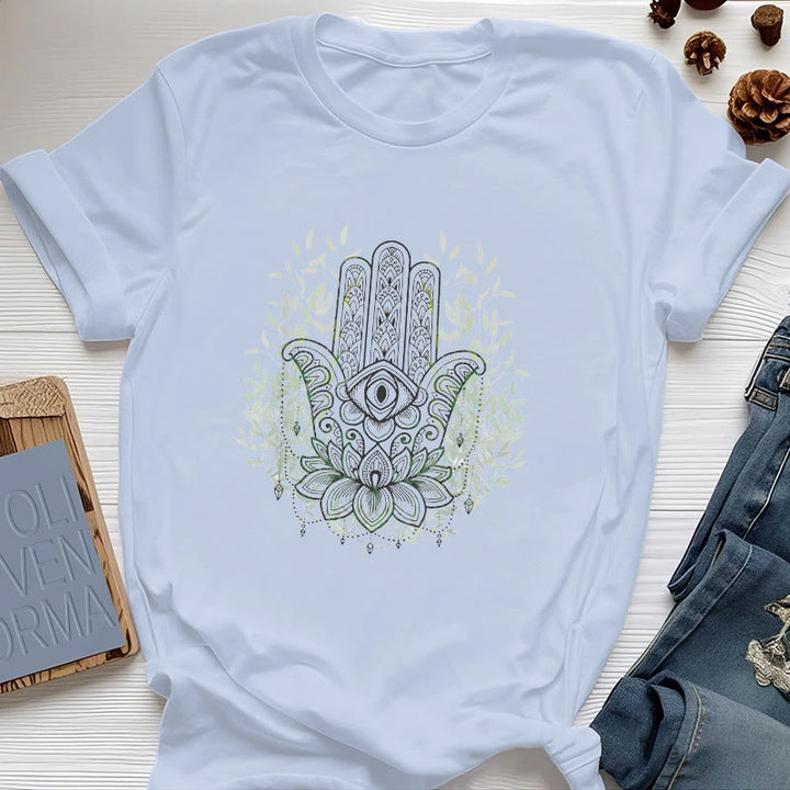 T-shirt Olivenorma Main de Fatima Hamsa Yoga Méditation - Bleu - 2XL - image 10