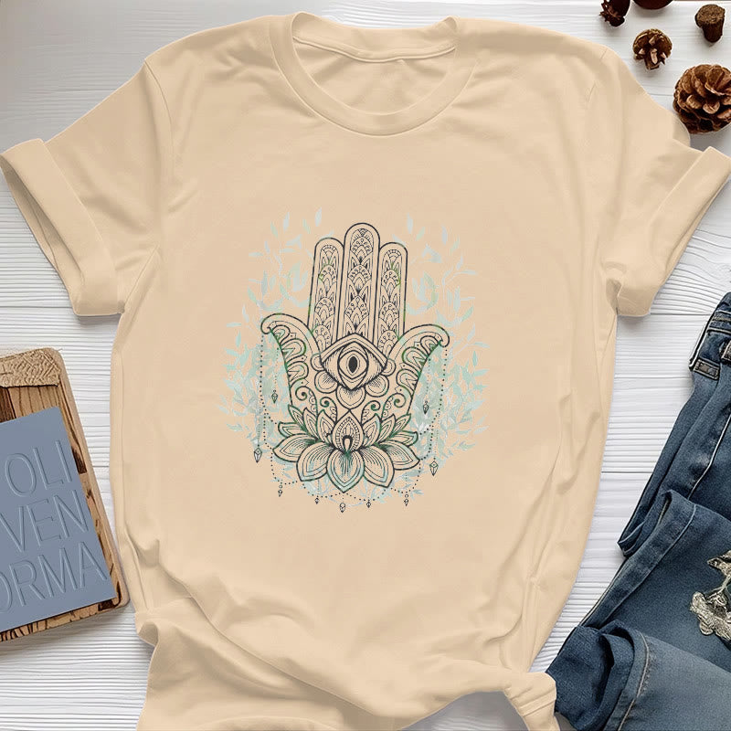 T-shirt Olivenorma Main de Fatima Hamsa Yoga Méditation - Jaune - 2XL - image 8