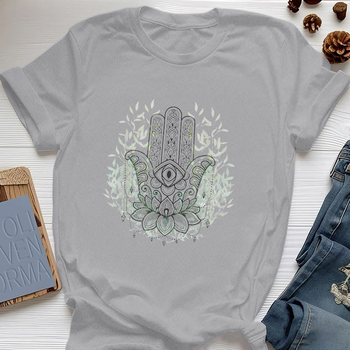 T-shirt Olivenorma Main de Fatima Hamsa Yoga Méditation - Gris - 2XL - image 6